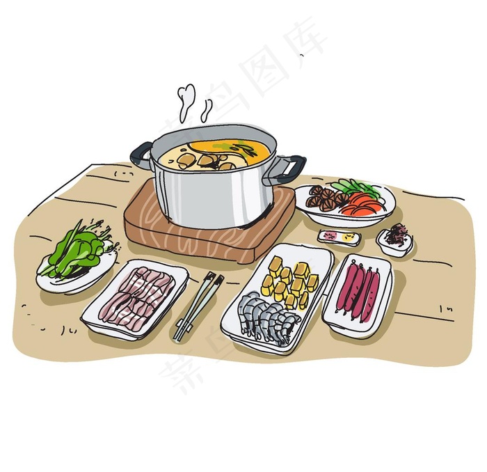 冬天食物火锅矢量图片ai矢量模版下载