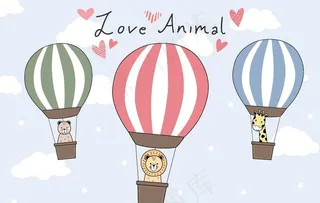 卡通热气球图片