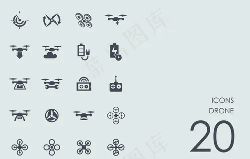 一组20个无人机图标图片