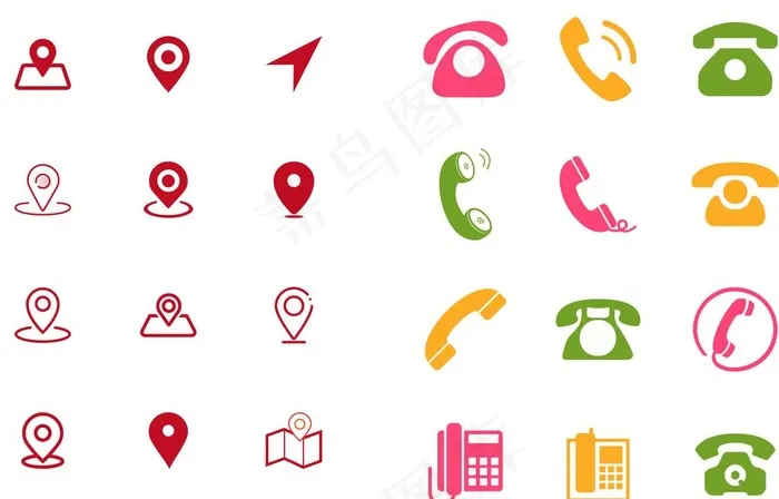 电话图标  地址图标图片ai矢量模版下载