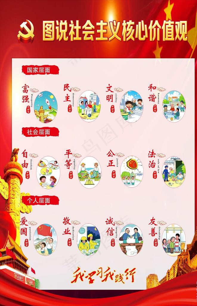 图说*核心价值观图片(5400X7980(DPI:60))psd模版下载