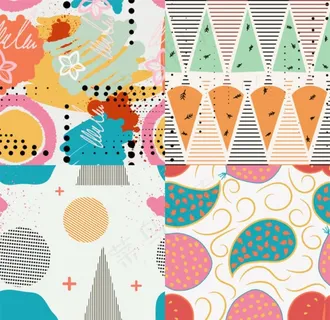 线条 几何图形 无缝矢量拼图图片