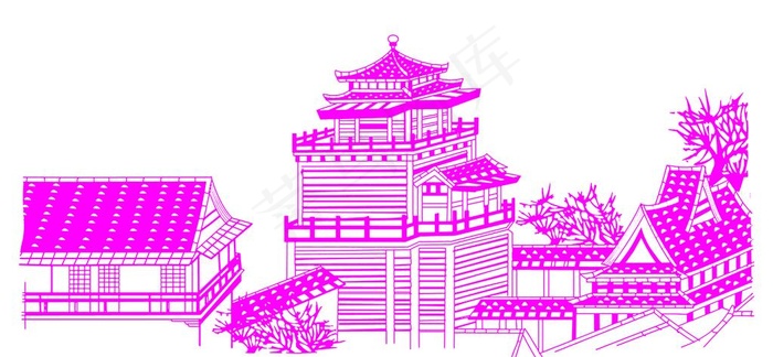 古代房子图片psd模版下载