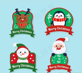 可爱圣诞节微笑角色标签图片