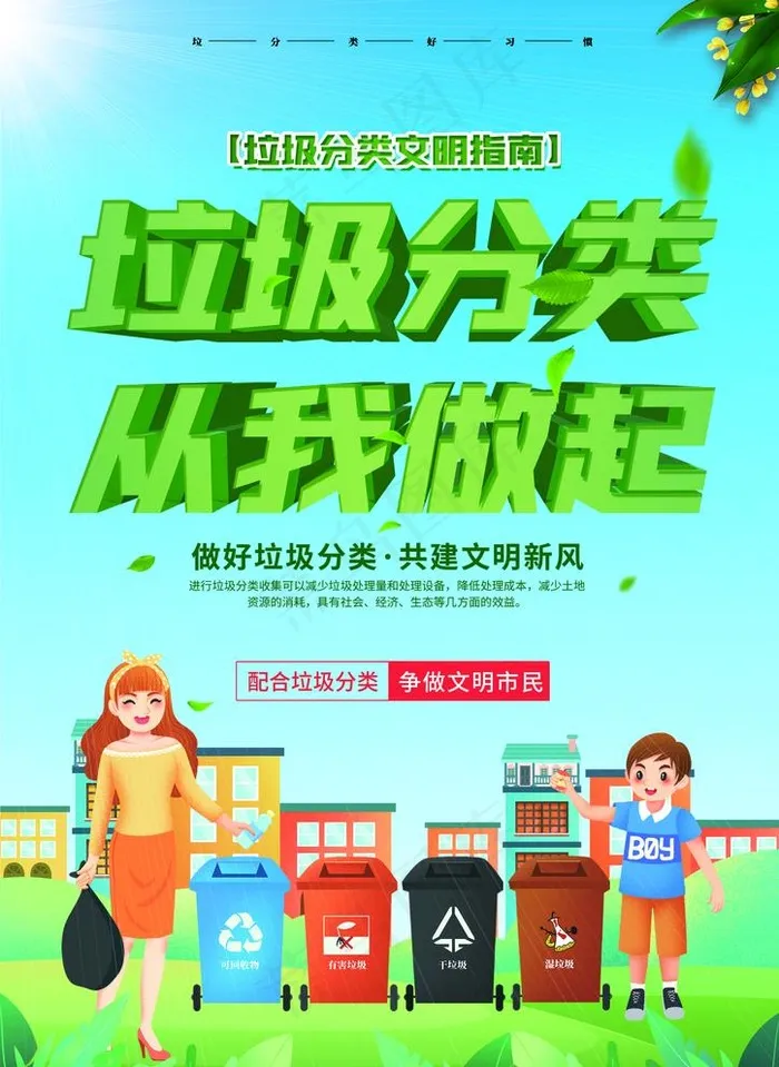 垃圾分类海报图片(2953X4177(DPI:150))psd模版下载