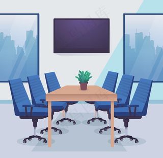 高端商务办公扁平化矢量插画图片