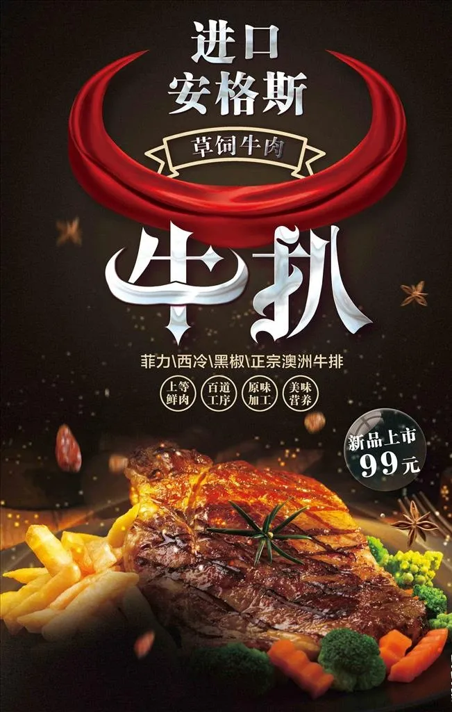 牛扒海报图片(3543X5315(DPI:150))psd模版下载