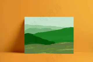 油画笔触绿色山水背景图片