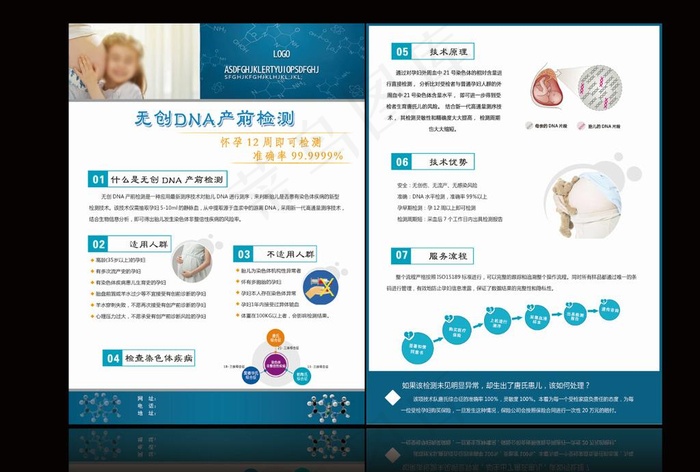 遗传医疗单页图片psd模版下载
