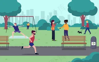 公园里晨练的人图片