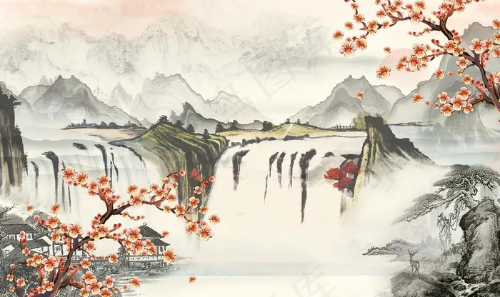 山水画图片(9068X5667(DPI:72))psd模版下载