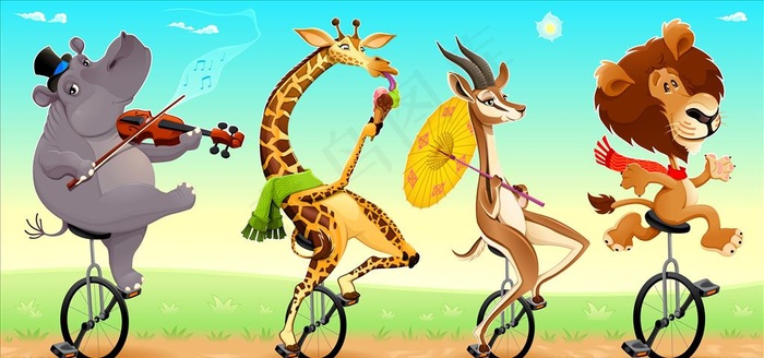 卡通可爱矢量长颈鹿图片