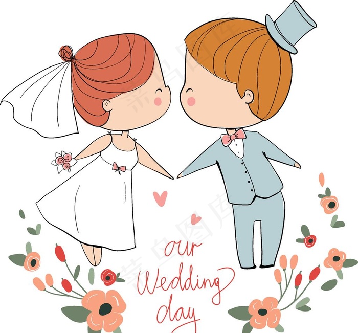 婚礼主题人物插画图片