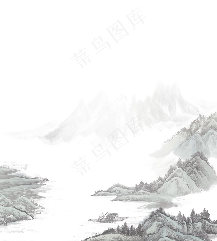 水墨画图片psd模版下载