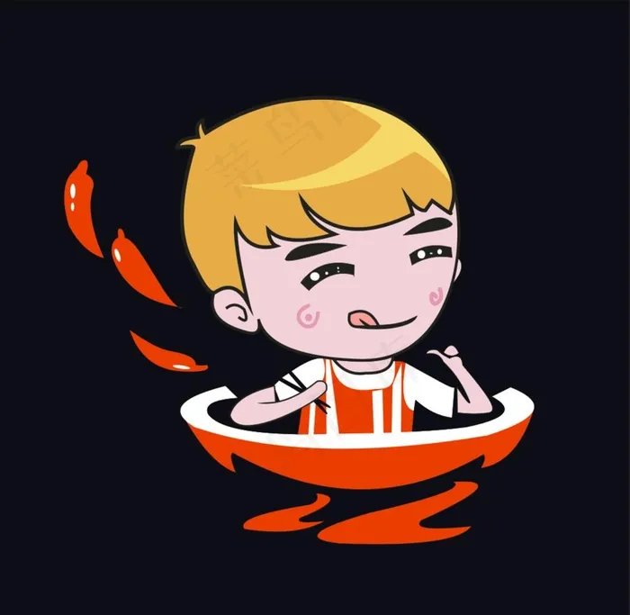 火锅麻辣烫男孩素材图片cdr矢量模版下载