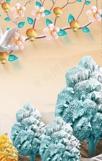 北欧小清新森林麋鹿植物图片