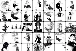 黑白插画人物分层素材图片