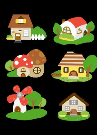 卡通可爱动物房子图片