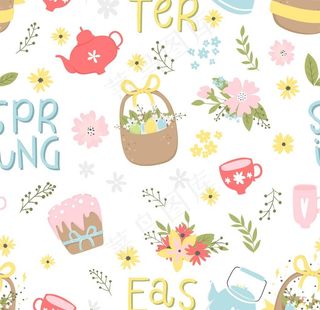 卡通无缝印花墙纸图片