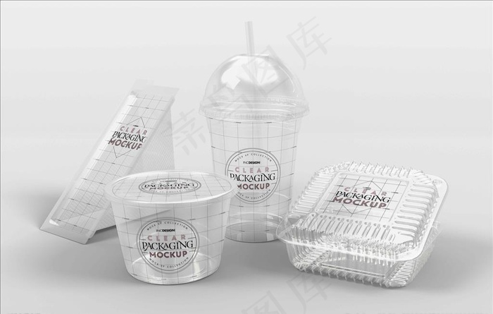 一次性快餐塑料盒子样机图片