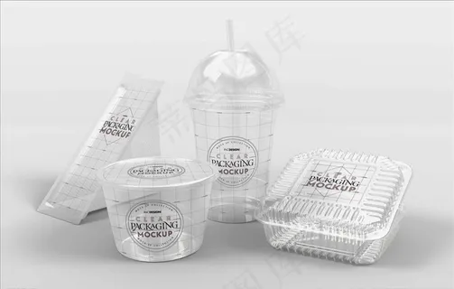 一次性快餐塑料盒子样机图片