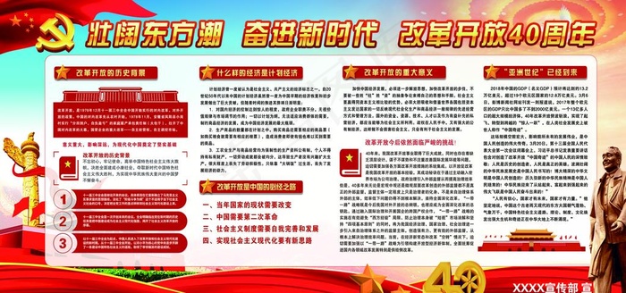 奋进新时代  改革开放40周年图片(7087X3543(DPI:75))psd模版下载