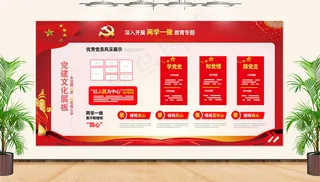 红色党政党员两学一做文化墙背景展板党员活动室党员文化墙党建