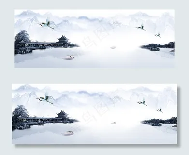 中国古风水墨山水画背景风景黑白 中国古风水墨山水画背景风景黑白