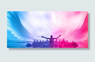 彩色企业公司年会颁奖晚会展板背景banner