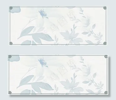 蓝色古风边框棉麻文艺淘宝背景花纹复古底纹