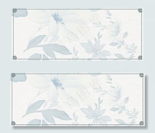 蓝色古风边框棉麻文艺淘宝背景花纹复古底纹
