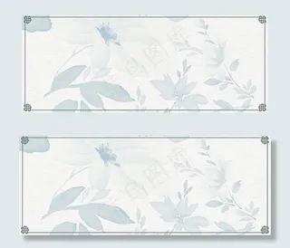 蓝色古风边框棉麻文艺淘宝背景花纹复古底纹