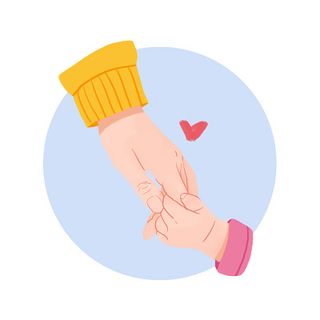 卡通手绘父亲节牵手素材