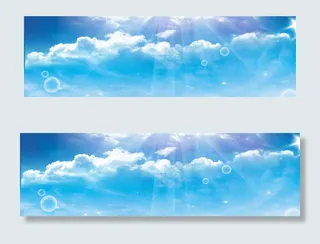 唯美大气美丽蓝色天空海景banner风景