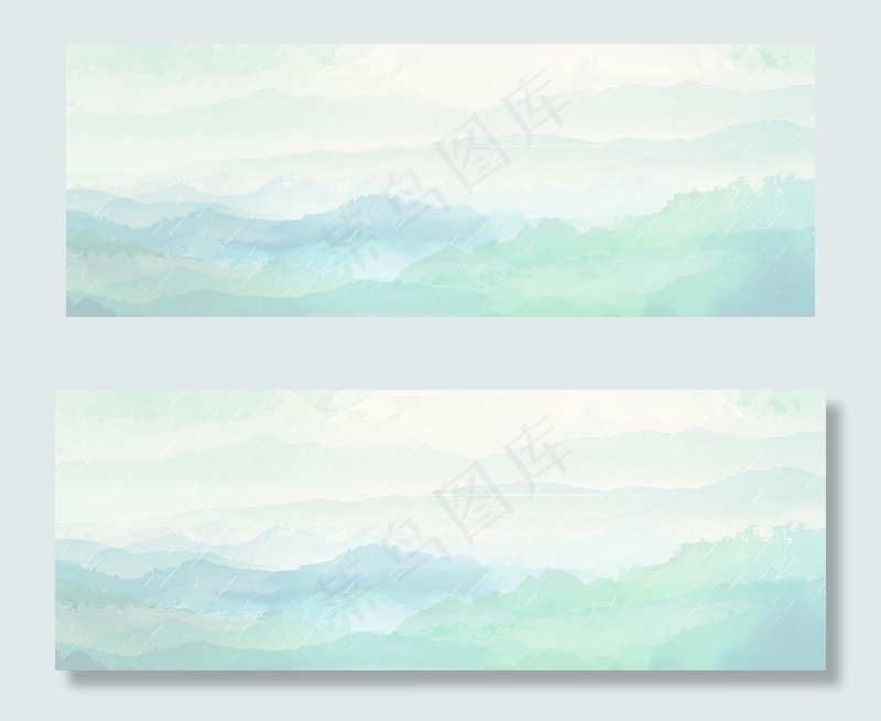 背景水波绿色浅色简约水彩纹理草地banner水墨