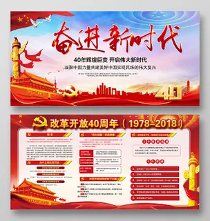 改革开放40周年党建展板