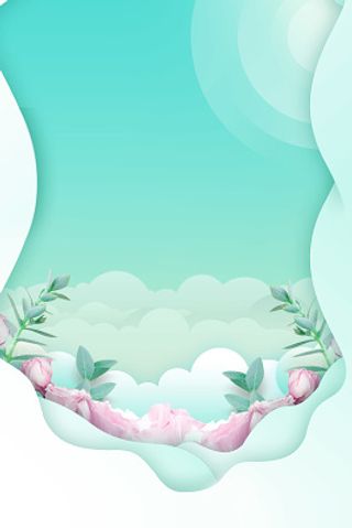 蓝色卡通立体小清新母亲节快乐感恩宣传促销背景海报