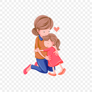 手绘人物插画母亲节亲子拥抱妈妈插图