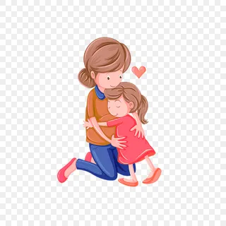 手绘人物插画母亲节亲子拥抱妈妈插图