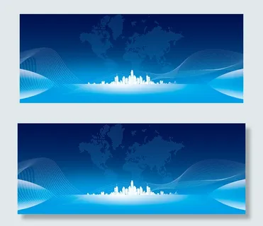 蓝色商务商业科技晚会展板背景公司