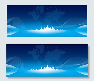 蓝色商务商业科技晚会展板背景公司