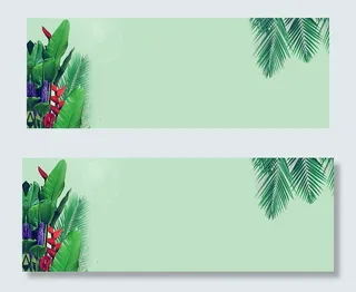 夏日夏天植物上新美妆文艺小清新绿色banner纯色