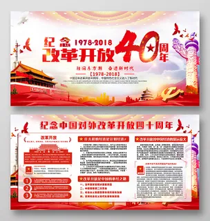 纪念改革开放40周年新时代党建展板