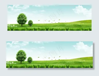 绿叶绿色环保和谐低碳蓝天白云天空草地背景图