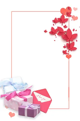 感恩信母亲节花朵礼品立体花朵粉色边框素材(560X840px)