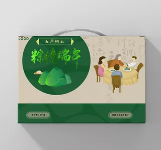 绿色端午节粽子手提礼盒节日礼物包装设计