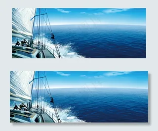 蓝色大气天空企业文化商务帆船海浪海报背景海洋