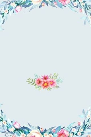 蓝色边框五彩花卉绿叶手绘感恩母亲节海报背景展板