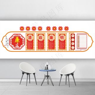 中式党建党政廉政文化墙展板设计