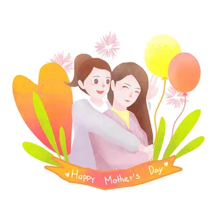 母亲节女儿抱妈妈素材